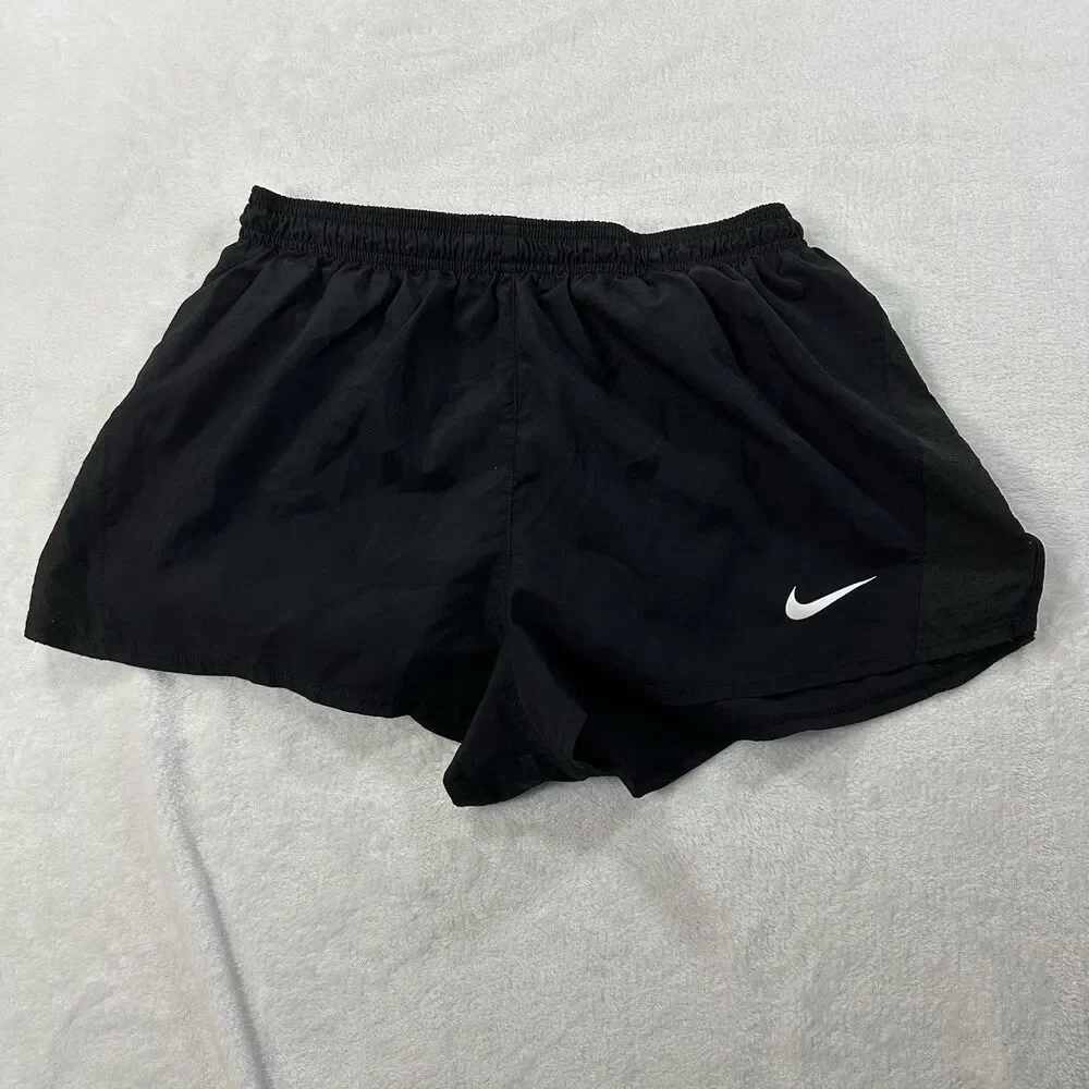 Nike Dri-FIT Womens Black Running‎ Athletic Shorts Size XL  Swoosh Activewear